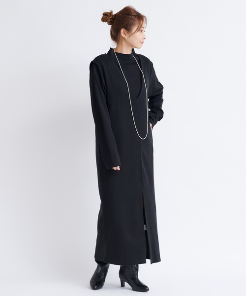 DouDou（ドゥドゥ）の「Vネックポンチジャンスカ（ワンピース・レディース・ブラック/オフホワイト・FREE）」の15枚目の写真