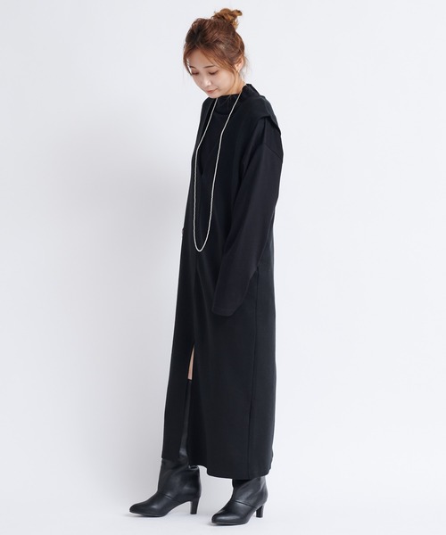 DouDou（ドゥドゥ）の「Vネックポンチジャンスカ（ワンピース・レディース・ブラック/オフホワイト・FREE）」の12枚目の写真