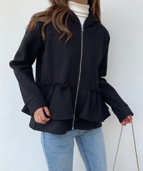 STYLEBLOCK（スタイルブロック）の「ウエストフリルジップパーカー（パーカー・レディース・ブラック/ブラウン/グレー・L/M）」の10枚目の写真