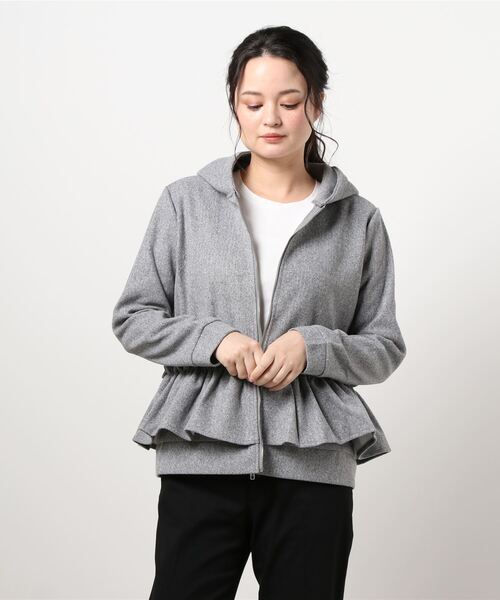 STYLEBLOCK（スタイルブロック）の「ウエストフリルジップパーカー（パーカー・レディース・ブラック/ブラウン/グレー・L/M）」の8枚目の写真