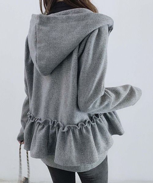 STYLEBLOCK（スタイルブロック）の「ウエストフリルジップパーカー（パーカー・レディース・ブラック/ブラウン/グレー・L/M）」の12枚目の写真