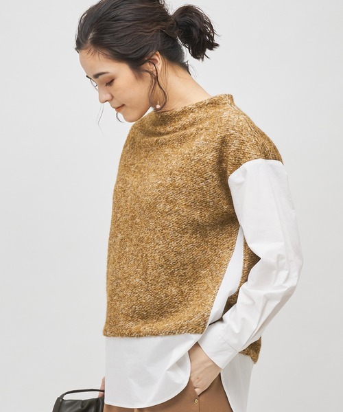 Collage トップスgallardagalante コラージュガリャルダガランテ のファッション モヘアコンビプルオーバー Tシャツ カットソー Collage