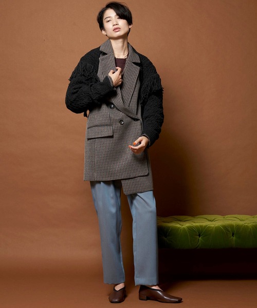 メゾンスペシャル マルチ ファブリック ウール オーバーサイズ ダブルジャケット マルチファブリックダブルオーバージャケット【MAISON SPECIAL/メゾン