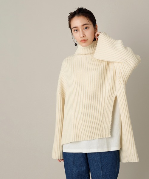 ADAM ET ROPE'（アダムエロペ）の「【セットアイテム】タートルニット×ロンTセット（ニット/セーター・レディース・ブラック系その他/ホワイト系その他5/ブルー系その他4・FREE）」の2枚目の写真