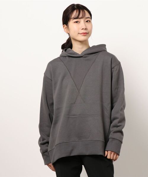 AMERICAN HOLIC(アメリカンホリック)の「フロントネックリブ裏毛フード付きプルオーバー *(パーカー・レディース・モカ/チャコールグレー/ライトグレー/ネイビー・L/M)」の7枚目の写真