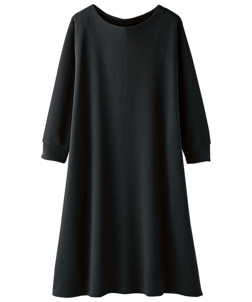 BELLUNA PLUS（ベルーナ）の「ジャカード素材フレアーワンピース（ワンピース・レディース・ターコイズブルー/カーキ/ブラック/テラコッタ/ベージュ/ブルーグレー/パープル系その他/パープル・MEDIUM/LARGE/X-LARGE）」の9枚目の写真