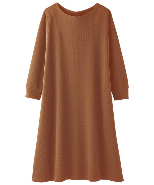 BELLUNA PLUS（ベルーナ）の「ジャカード素材フレアーワンピース（ワンピース・レディース・ターコイズブルー/カーキ/ブラック/テラコッタ/ベージュ/ブルーグレー/パープル系その他/パープル・MEDIUM/LARGE/X-LARGE）」の10枚目の写真