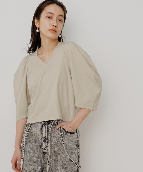 Adam et Rope&#39; - ADAM ET ROPE アダムエロペ　ボリュームスリーブＴシャツ Adam et rope' アダムエロペ ボリュームスリーブTシャツ