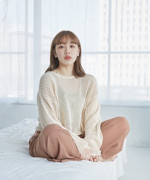 onetome(ワントゥーミー)の「メッシュニット&ニットタンクトップ 2点セット(ニット/セーター・レディース・ベージュ・FREE)」の5枚目の写真