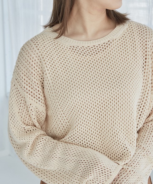onetome(ワントゥーミー)の「メッシュニット&ニットタンクトップ 2点セット(ニット/セーター・レディース・ベージュ・FREE)」の11枚目の写真