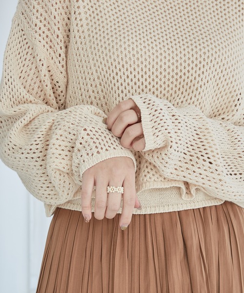 onetome(ワントゥーミー)の「メッシュニット&ニットタンクトップ 2点セット(ニット/セーター・レディース・ベージュ・FREE)」の12枚目の写真