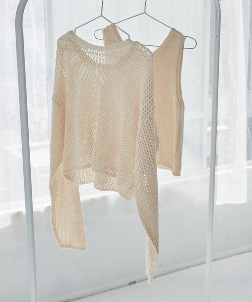 onetome(ワントゥーミー)の「メッシュニット&ニットタンクトップ 2点セット(ニット/セーター・レディース・ベージュ・FREE)」の18枚目の写真