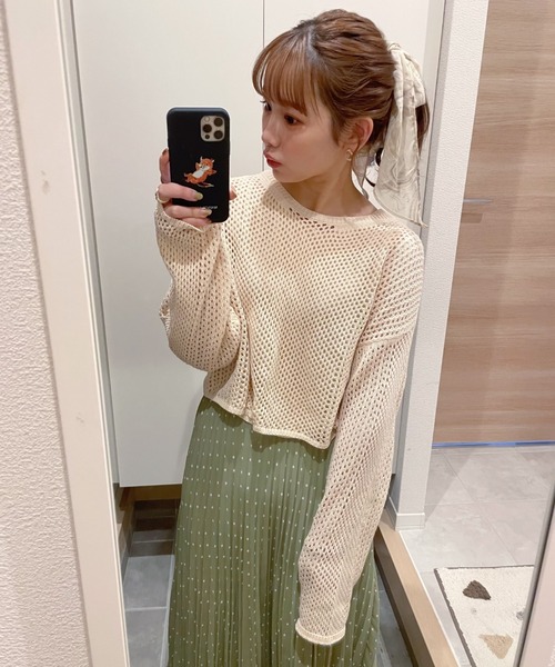 onetome(ワントゥーミー)の「メッシュニット&ニットタンクトップ 2点セット(ニット/セーター・レディース・ベージュ・FREE)」の3枚目の写真