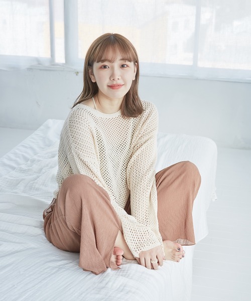 onetome(ワントゥーミー)の「メッシュニット&ニットタンクトップ 2点セット(ニット/セーター・レディース・ベージュ・FREE)」の21枚目の写真