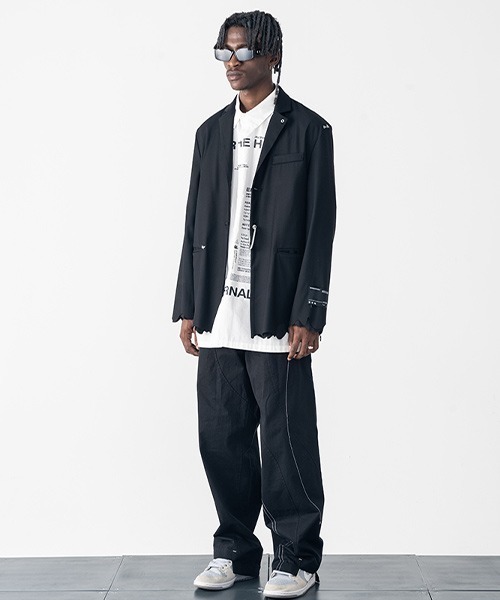 12 フォロー＋リピート感謝割 ナイン NINE レース テーラード ジャケット GRANCY】Reverse LayeredDesign TailoredJacket / リバース レイヤード