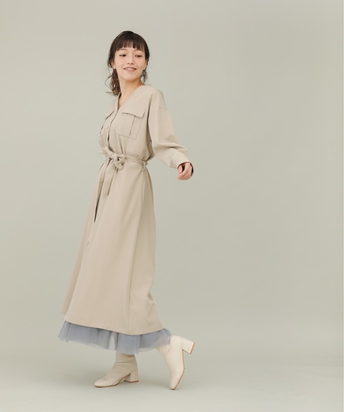 sakishimatokyo（サキシマトーキョー）の「【ZOZO限定】サキシマamp「ノーカラーシャツワンピース」（ワンピース・レディース・オレンジ/ミント/グレイッシュベージュ・FREE）」の5枚目の写真