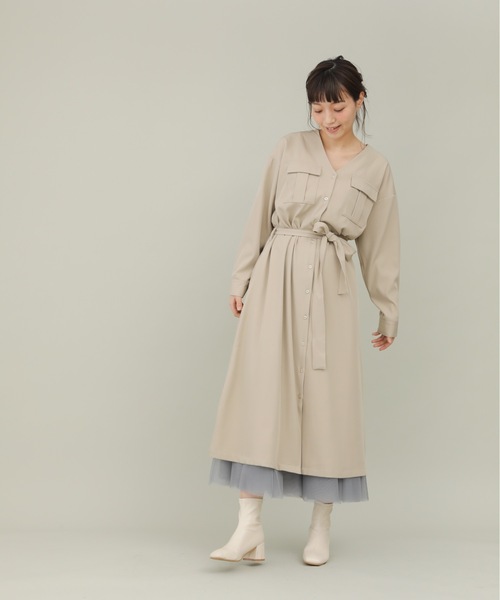 sakishimatokyo（サキシマトーキョー）の「【ZOZO限定】サキシマamp「ノーカラーシャツワンピース」（ワンピース・レディース・オレンジ/ミント/グレイッシュベージュ・FREE）」の14枚目の写真