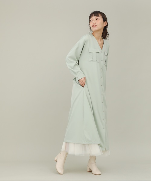 sakishimatokyo（サキシマトーキョー）の「【ZOZO限定】サキシマamp「ノーカラーシャツワンピース」（ワンピース・レディース・オレンジ/ミント/グレイッシュベージュ・FREE）」の12枚目の写真