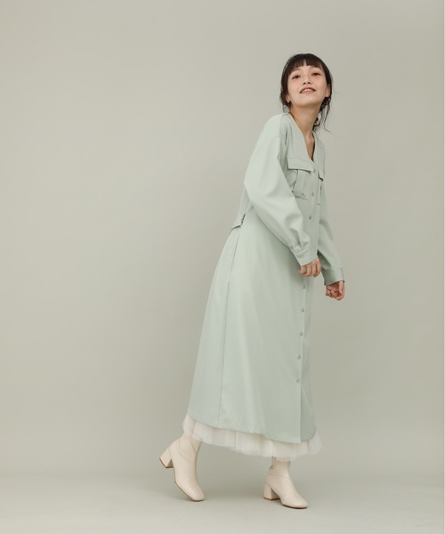 sakishimatokyo（サキシマトーキョー）の「【ZOZO限定】サキシマamp「ノーカラーシャツワンピース」（ワンピース・レディース・オレンジ/ミント/グレイッシュベージュ・FREE）」の15枚目の写真