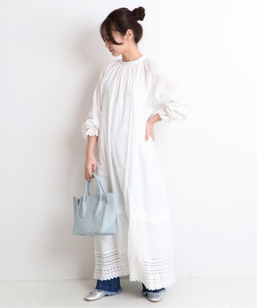 SLOBE IENA（スローブイエナ）の「コットンレースギャザーワンピース