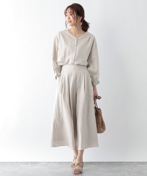 GLOBAL WORK(グローバルワーク)の「フレンチリネン混/3WAYブラウス/929650(シャツ/ブラウス・レディース・オフホワイト/ホワイト×ネイビー/ブラック/ライトベージュ/グリーン・MEDIUM/LARGE)」の12枚目の写真