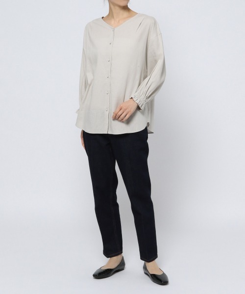 GLOBAL WORK(グローバルワーク)の「フレンチリネン混/3WAYブラウス/929650(シャツ/ブラウス・レディース・オフホワイト/ホワイト×ネイビー/ブラック/ライトベージュ/グリーン・MEDIUM/LARGE)」の22枚目の写真
