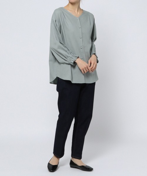 GLOBAL WORK(グローバルワーク)の「フレンチリネン混/3WAYブラウス/929650(シャツ/ブラウス・レディース・オフホワイト/ホワイト×ネイビー/ブラック/ライトベージュ/グリーン・MEDIUM/LARGE)」の7枚目の写真