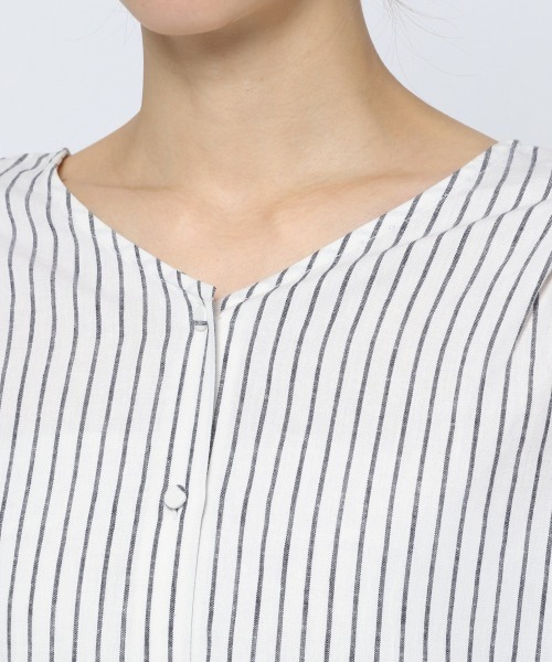 GLOBAL WORK(グローバルワーク)の「フレンチリネン混/3WAYブラウス/929650(シャツ/ブラウス・レディース・オフホワイト/ホワイト×ネイビー/ブラック/ライトベージュ/グリーン・MEDIUM/LARGE)」の10枚目の写真