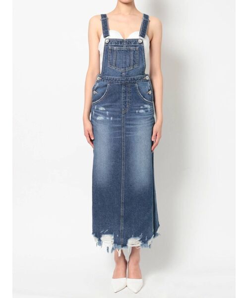 GYDA（ジェイダ）の「サイドスリットデニムサロペットスカート