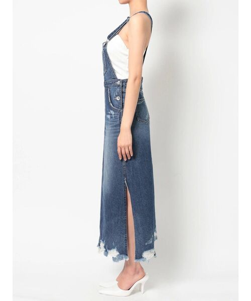 GYDA（ジェイダ）の「サイドスリットデニムサロペットスカート