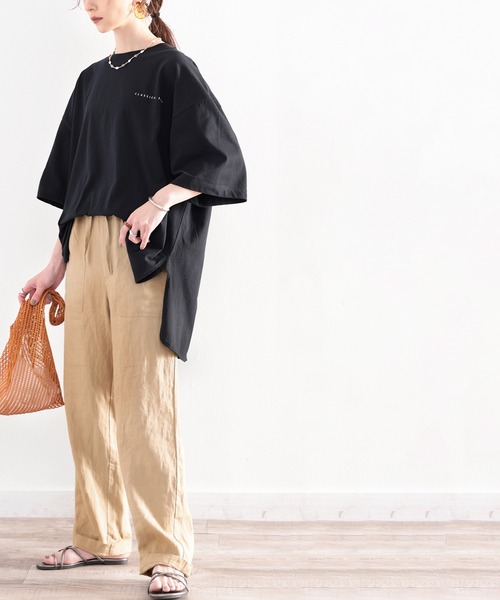 classicalelf（クラシカルエルフ）の「風合いを、楽しむ。大人のリラックスリネンカーゴパンツ（カーゴパンツ・レディース・カーキ/アイボリー/ベージュ/ライム/グリーン系その他/チャコールグレー・SMALL/MEDIUM/LARGE/X-LARGE/XX-LARGE）」の4枚目の写真