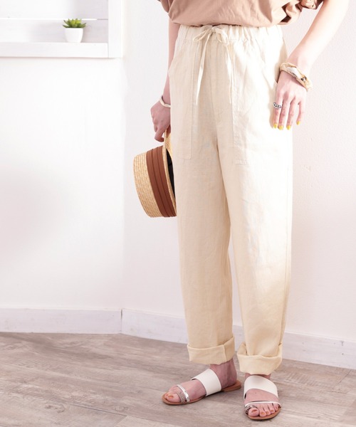 classicalelf（クラシカルエルフ）の「風合いを、楽しむ。大人のリラックスリネンカーゴパンツ（カーゴパンツ・レディース・カーキ/アイボリー/ベージュ/ライム/グリーン系その他/チャコールグレー・SMALL/MEDIUM/LARGE/X-LARGE/XX-LARGE）」の10枚目の写真