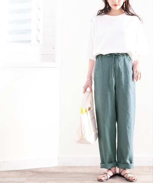 classicalelf（クラシカルエルフ）の「風合いを、楽しむ。大人のリラックスリネンカーゴパンツ（カーゴパンツ・レディース・カーキ/アイボリー/ベージュ/ライム/グリーン系その他/チャコールグレー・SMALL/MEDIUM/LARGE/X-LARGE/XX-LARGE）」の14枚目の写真