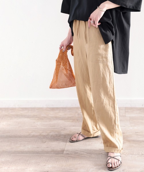 classicalelf（クラシカルエルフ）の「風合いを、楽しむ。大人のリラックスリネンカーゴパンツ（カーゴパンツ・レディース・カーキ/アイボリー/ベージュ/ライム/グリーン系その他/チャコールグレー・SMALL/MEDIUM/LARGE/X-LARGE/XX-LARGE）」の21枚目の写真