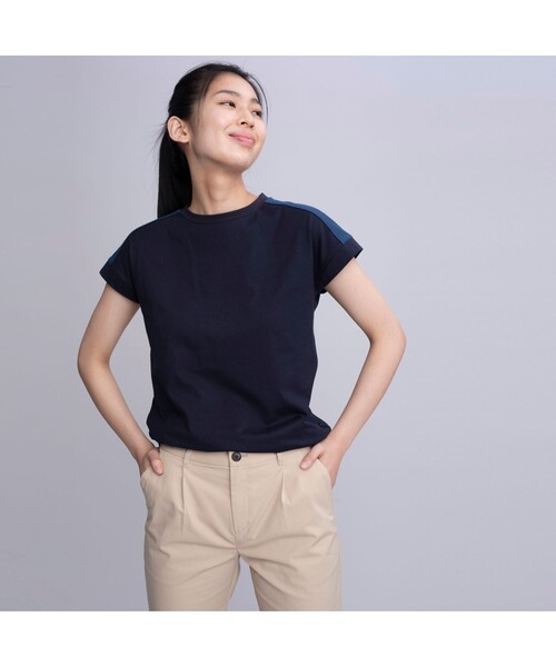 AIGLE(エーグル)の「吸水速乾 フレンチスリーブ Tシャツ(Tシャツ/カットソー・レディース・ホワイト/ミント/ダークネイビー・S/M/L)」の3枚目の写真