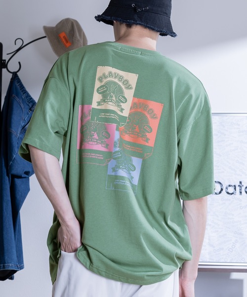 PLAYBOY(プレイボーイ)の「【PLAYBOY/プレイボーイ】レトロ&コミックイラスト半袖Tシャツ/バックプリント/ビッグシルエット/ユニセックス(Tシャツ/カットソー・メンズ・ブラック/グリーン/オフホワイト/ライトブルー/ホワイト系その他/ホワイト・L/M)」の5枚目の写真