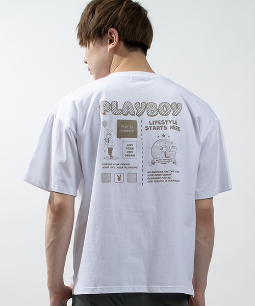 PLAYBOY(プレイボーイ)の「【PLAYBOY/プレイボーイ】レトロ&コミックイラスト半袖Tシャツ/バックプリント/ビッグシルエット/ユニセックス(Tシャツ/カットソー・メンズ・ブラック/グリーン/オフホワイト/ライトブルー/ホワイト系その他/ホワイト・L/M)」の10枚目の写真