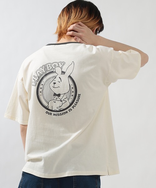 PLAYBOY(プレイボーイ)の「【PLAYBOY/プレイボーイ】レトロ&コミックイラスト半袖Tシャツ/バックプリント/ビッグシルエット/ユニセックス(Tシャツ/カットソー・メンズ・ブラック/グリーン/オフホワイト/ライトブルー/ホワイト系その他/ホワイト・L/M)」の12枚目の写真