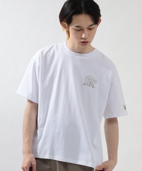 PLAYBOY(プレイボーイ)の「【PLAYBOY/プレイボーイ】レトロ&コミックイラスト半袖Tシャツ/バックプリント/ビッグシルエット/ユニセックス(Tシャツ/カットソー・メンズ・ブラック/グリーン/オフホワイト/ライトブルー/ホワイト系その他/ホワイト・L/M)」の7枚目の写真
