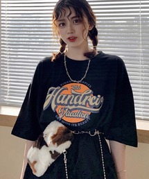 DEVICE | ビッグシルエット サークル カレッジロゴ 韓国 ストリート y2k 古着風 プリント 半袖 Tシャツ(Tシャツ/カットソー)