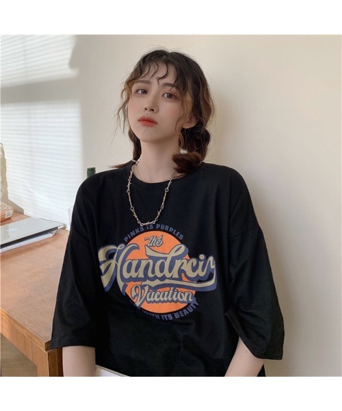 DEVICE（デバイス）の「ビッグシルエット サークル カレッジロゴ 韓国 ストリート y2k 古着風 プリント 半袖 Tシャツ（Tシャツ/カットソー・レディース・ホワイト/ブラック・FREE）」の18枚目の写真