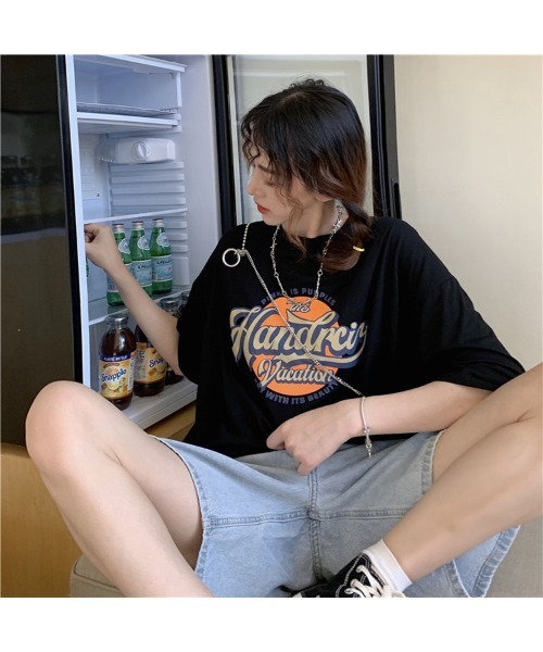 DEVICE（デバイス）の「ビッグシルエット サークル カレッジロゴ 韓国 ストリート y2k 古着風 プリント 半袖 Tシャツ（Tシャツ/カットソー・レディース・ホワイト/ブラック・FREE）」の15枚目の写真