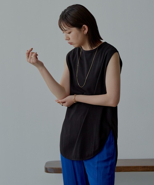 Aunt Marie's(アントマリーズ)の「裾ラウンドスリットノースリーブTシャツ / カットソー(Tシャツ/カットソー・レディース・ホワイト/ブラック/ネイビー・FREE)」の14枚目の写真