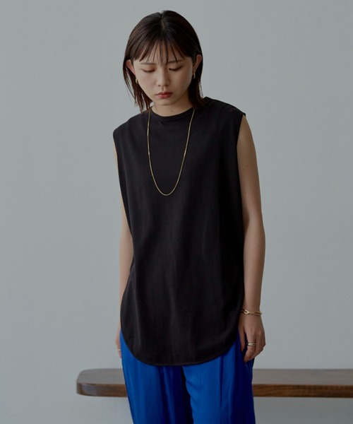 Aunt Marie's(アントマリーズ)の「裾ラウンドスリットノースリーブTシャツ / カットソー(Tシャツ/カットソー・レディース・ホワイト/ブラック/ネイビー・FREE)」の15枚目の写真