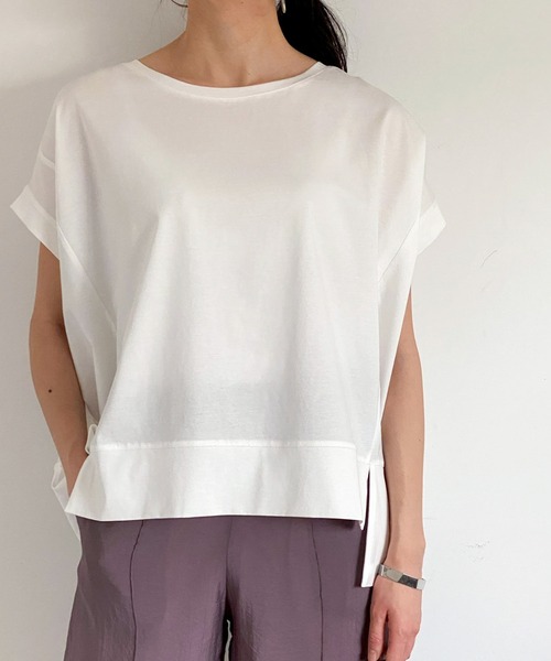 ottilie（オティーリエ）の「切替デザインプルオーバー（Tシャツ/カットソー・レディース・オフホワイト/ブラック/チャコールグレー・FREE）」の7枚目の写真