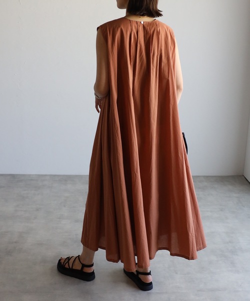 セール】インド綿ボリュームフレアロングワンピース【ZOZO限定