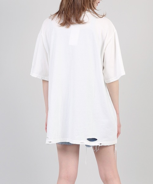 PUNYUS（プニュズ）の「クラッシュＴシャツ（Tシャツ/カットソー・レディース・ホワイト/ブラック/グリーン・3/4）」の6枚目の写真