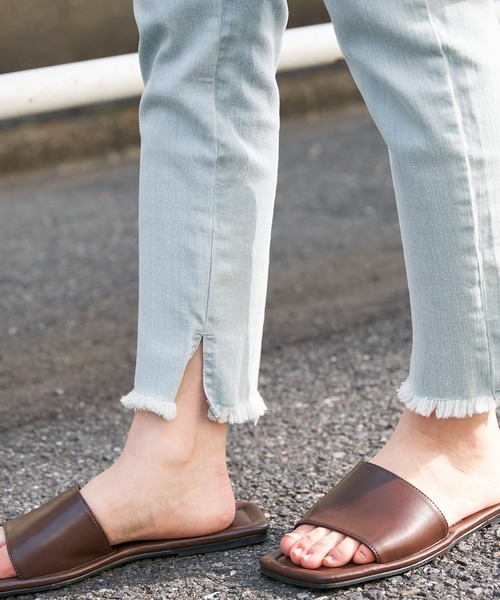 CIAOPANIC TYPY（チャオパニックティピー）の「ひんやり裾フリンジデニムレギパン（デニムパンツ・レディース・ブラック/サックスブルー/ネイビー・SMALL/MEDIUM/LARGE/X-LARGE）」の19枚目の写真