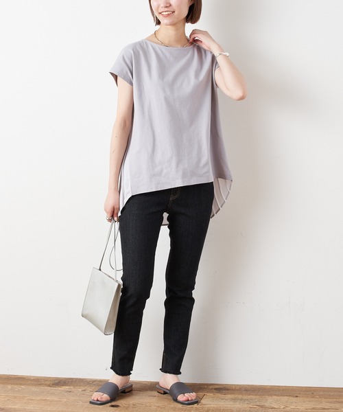 CIAOPANIC TYPY（チャオパニックティピー）の「ひんやり裾フリンジデニムレギパン（デニムパンツ・レディース・ブラック/サックスブルー/ネイビー・SMALL/MEDIUM/LARGE/X-LARGE）」の7枚目の写真