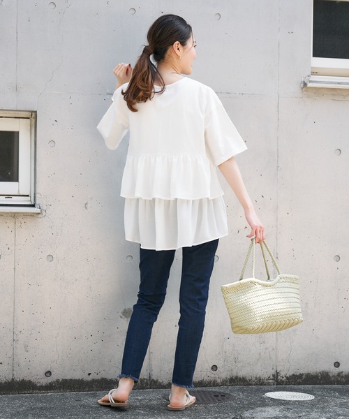 CIAOPANIC TYPY（チャオパニックティピー）の「ひんやり裾フリンジデニムレギパン（デニムパンツ・レディース・ブラック/サックスブルー/ネイビー・SMALL/MEDIUM/LARGE/X-LARGE）」の20枚目の写真